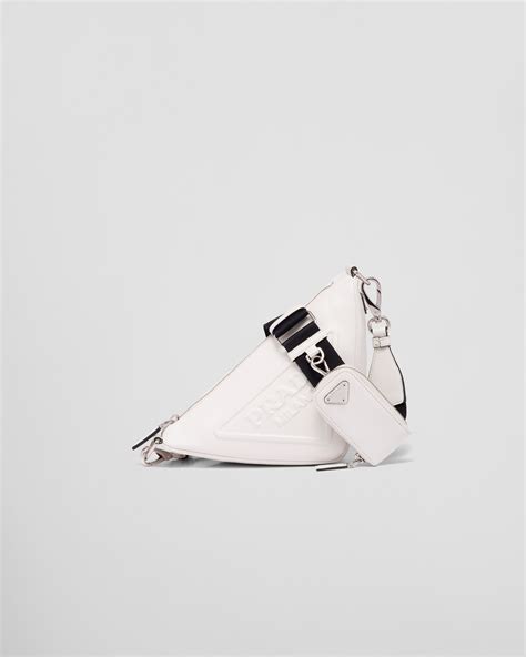 white triangle prada bag|Prada triangle leather shoulder bag.